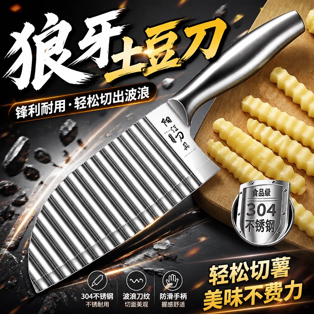 全钢304狼牙土豆刀具家用