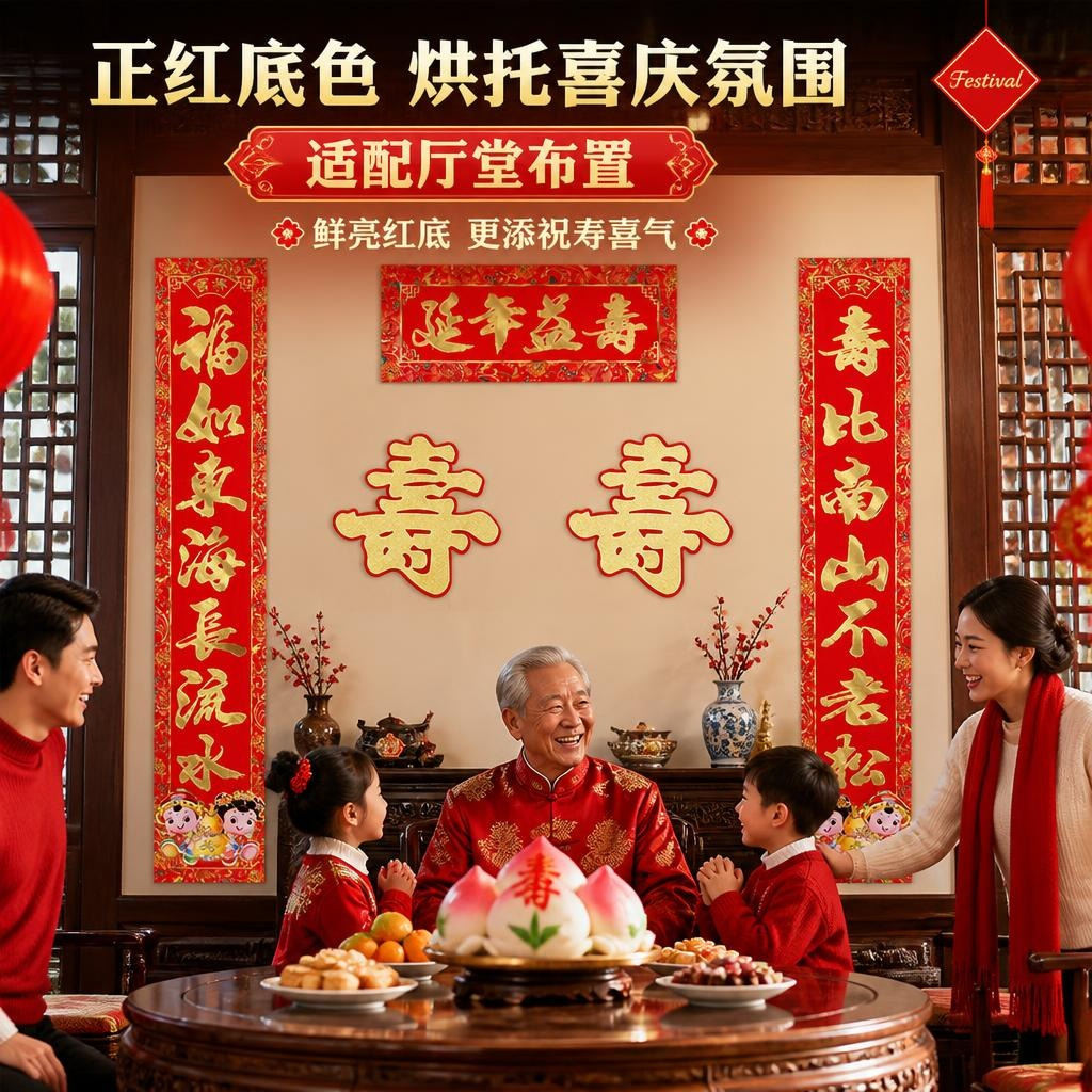 祝寿对联老人寿联生日80大寿70祝寿60父亲老人过寿大门寿字90寿宴