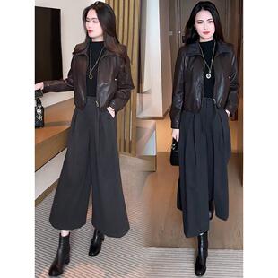 PU皮夹 时髦洋气显瘦小个子短款 ROUMIKL皮衣短外套女2025秋季 新款