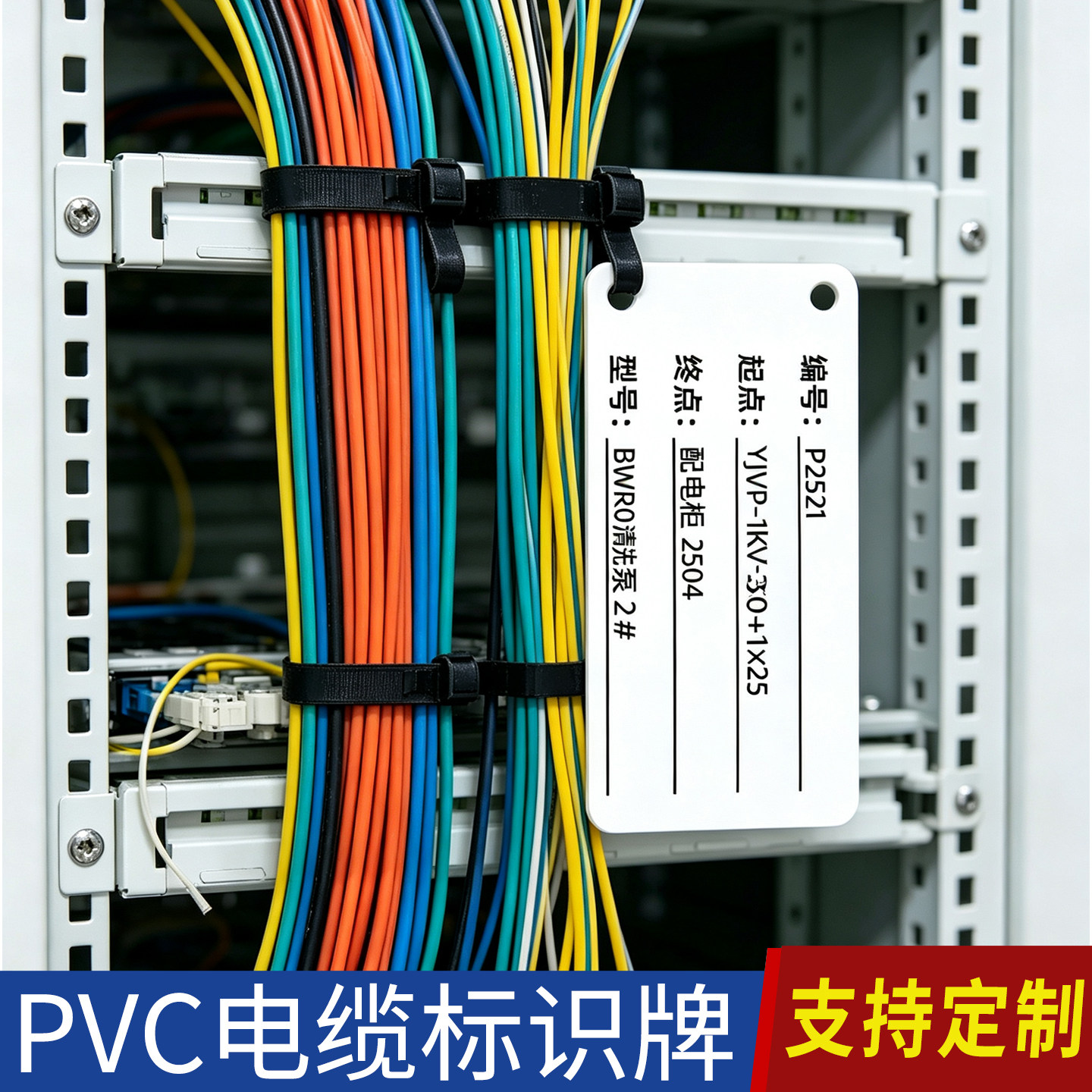 电缆标识牌pvc空白塑料卡板电缆光缆安全警示灭火器标签挂牌移动扎带吊牌记铭牌移动电信打印手写防水标志牌
