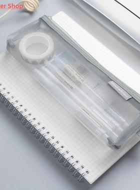 Siple Transparent esh Pencil Case Office Student Pencil Ca