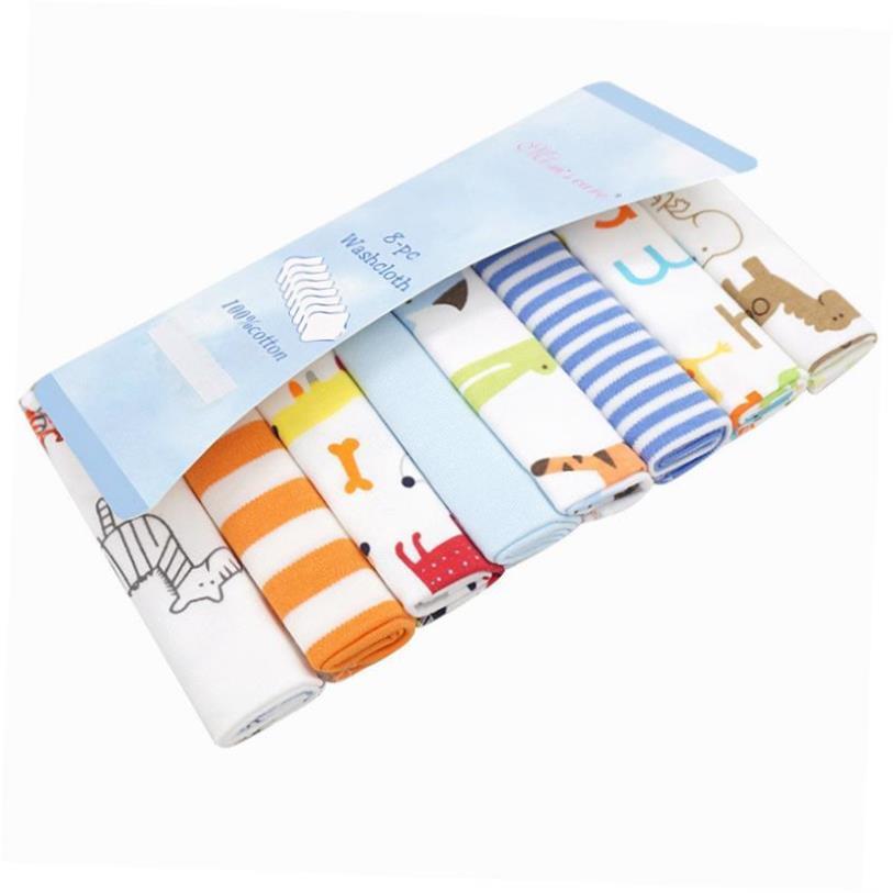 8pcs Cotton Newborn Washcloth Wipe Cloth Baby Bath Towel Fee