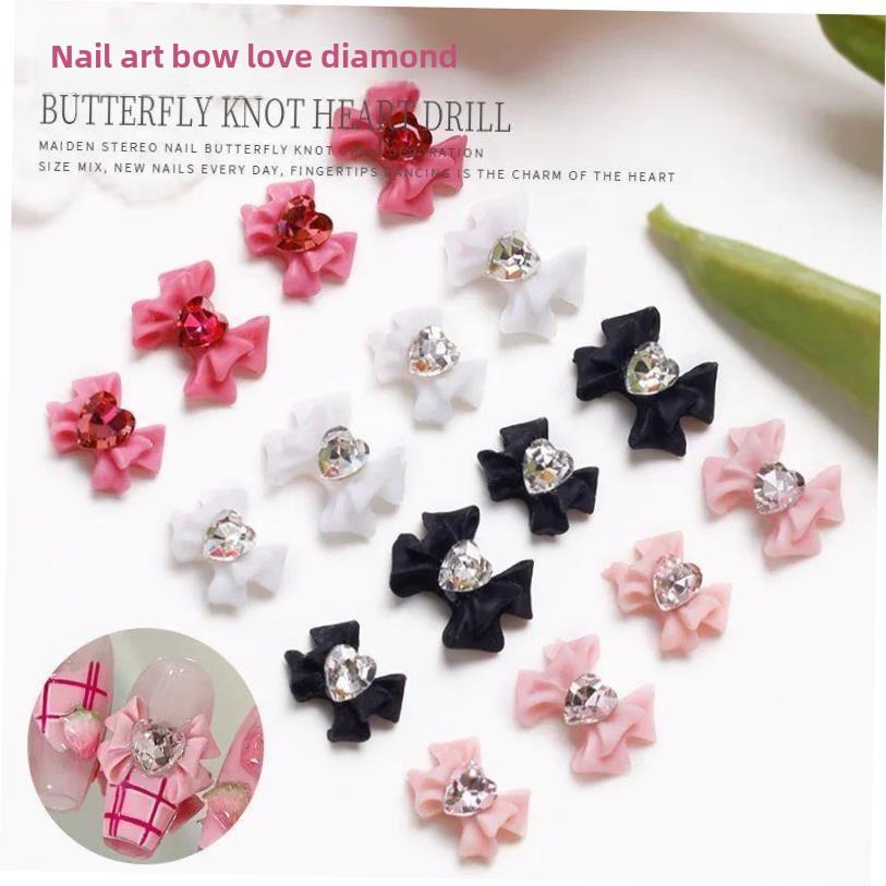 10/20/30Pcs Pink Ribbon Resin Bow Nail Charms Mixed StyleMJQ