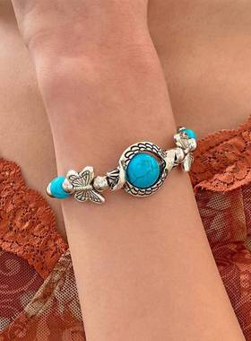 popular butterfly bracelet ethnic style turquoise jewelry潮