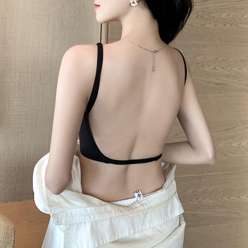 大U型美背内衣女聚拢大胸显小胸罩吊带一体夏季薄款露背无痕文胸