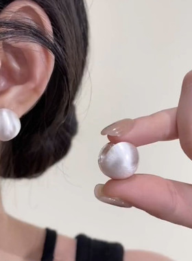 小众设计感精致拉丝圆球耳钉耳扣女轻奢气质百搭耳环2025新款耳饰