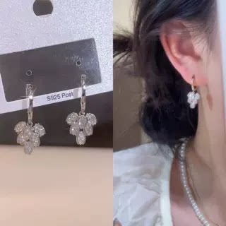 精致锆石树叶耳扣网红爆款气质名媛高级感耳坠温柔甜美轻奢耳环女