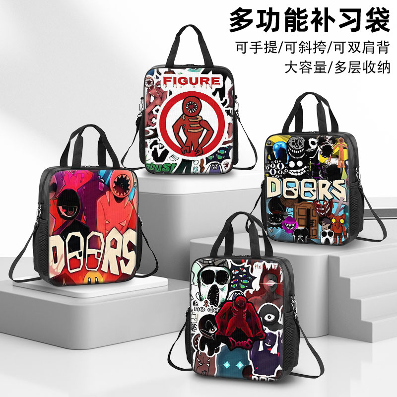 doors roblox Figure逃离大门补习袋手提袋拎书袋补课包文件袋小学生初中生高中生大容量双肩包斜挎包男生男