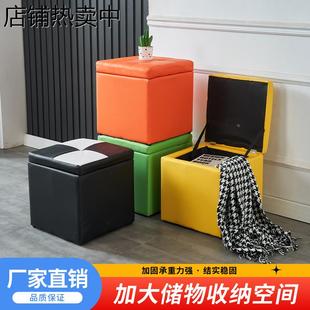 凳服装 家用换鞋 店实木储物凳收纳袋床尾收纳凳更衣室试衣间凳子皮