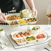 分格餐盘儿童大人减肥减脂月子专用陶瓷餐具高颜值早餐盘分隔盘子