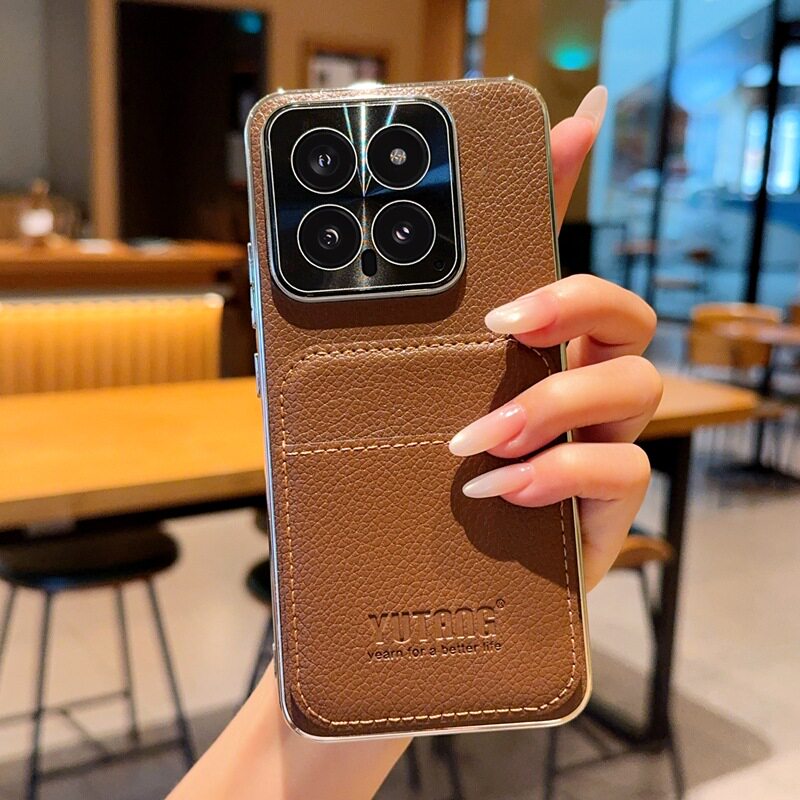 适用小米15手机壳简约女款xiaomi15pro新款素皮质卡包mi十五spro插卡钱包14por放银行公交门禁证件学生饭卡片