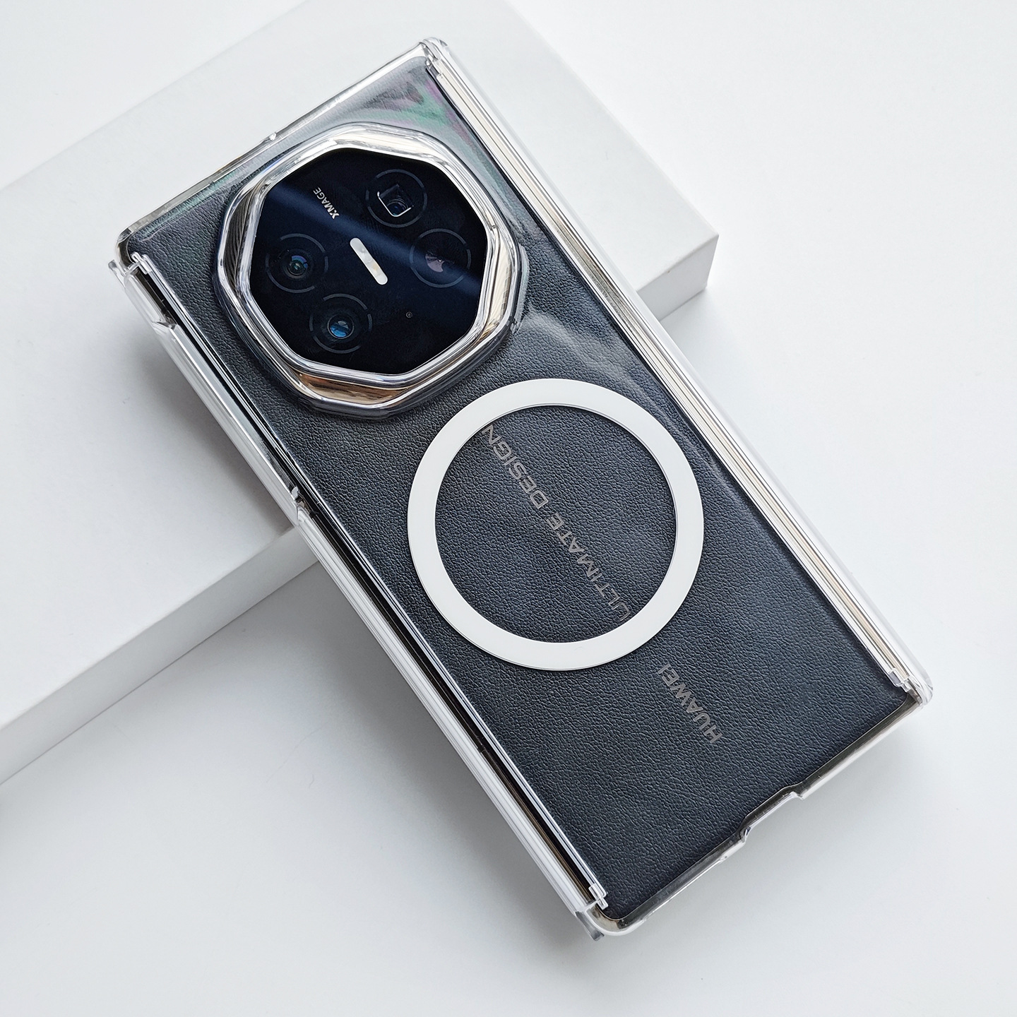 适用华为MateXT三折叠手机壳新款Nate魅特XT非凡大师侧面磁吸中轴保护左右铰链双边框全包PC硬壳后壳透明外壳