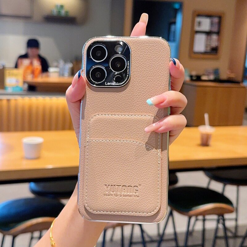 适用苹果15pro手机壳新款iPhone15promax保护卡套ip16plus带插卡槽学生夹饭卡包银行公交会员身份证门禁卡片