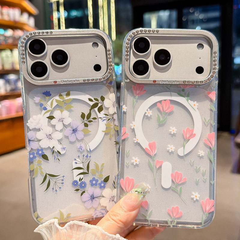 苹果17promax手机壳iPhone16pro小清新por碎花mas花朵peo花卉pto樱花pormax透明pre外壳pio适用pao田园风max