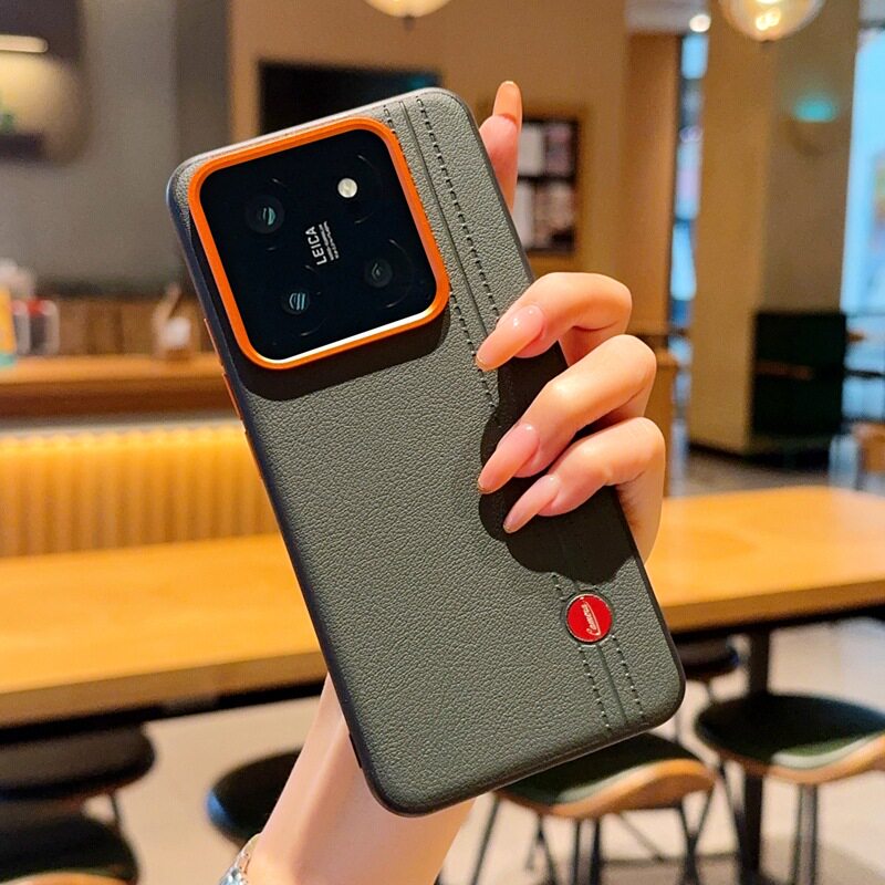 适用小米17ultra徕卡版手机壳xiaomi15ultra保护套14pro高端素皮纹13u新款15spro创意红圈镜头镂空大孔后外壳