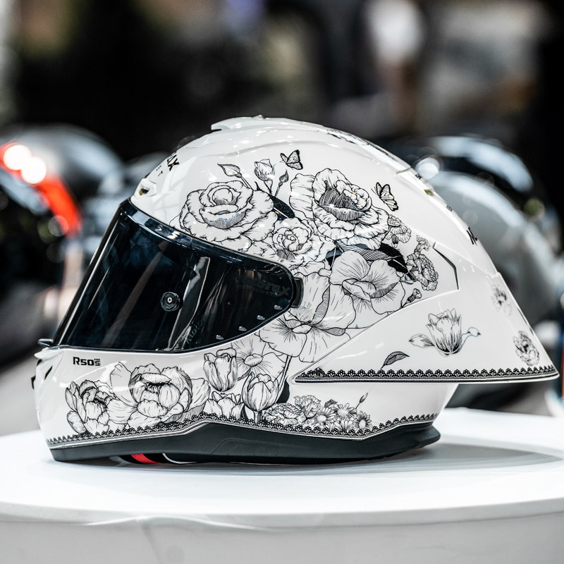 rsmorax摩雷士r50spro摩托车头盔moto百花齐放大尾翼蝴蝶结全盔女