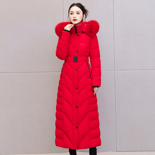 2025冬季新款超长款到脚踝羽绒服女长款修身收腰加厚防寒外套超长