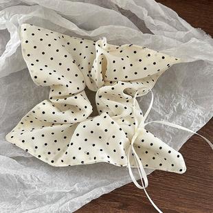 波点蝴蝶结发圈森女气质温柔感方巾大肠圈发绳头饰女生D2