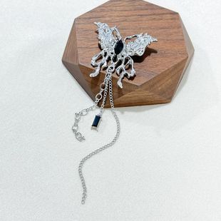 复古蝴蝶流苏胸针个性 胸花冷淡风别针D3 百搭长款 时尚