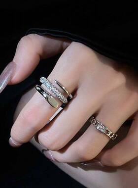 韩版女开口戒指两件套网红
