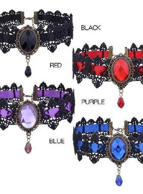 欧美项饰哥特式复古朋克choker蕾丝项链编织颈链锁骨链女D3