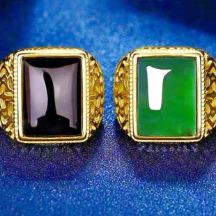 金色戒指男款黑戒环男时尚活口