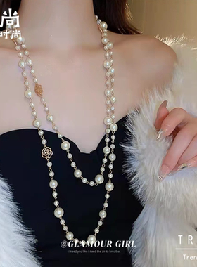 国风长款项链2025女夏季高级新中式旗袍配饰毛衣链