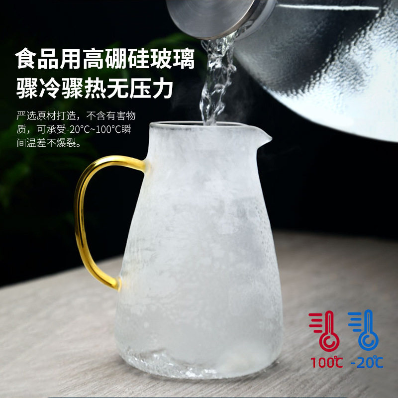 高硼硅冷水壶加厚透明锤纹壶套装大容量果汁开水茶壶凉水壶冷泡