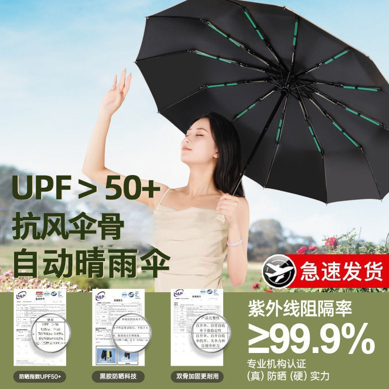 全自动24骨双龙骨晴雨伞
