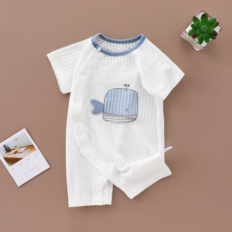 婴儿短袖大象耳朵衣服婴幼儿立体小象会动图案纯棉新生儿连体衣夏