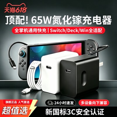 适配Switch/Steam Deck/ROG Ally/Win全系列游戏掌机65W氮化镓充电器支持45W日版oled掌机任天堂NS国行lite港