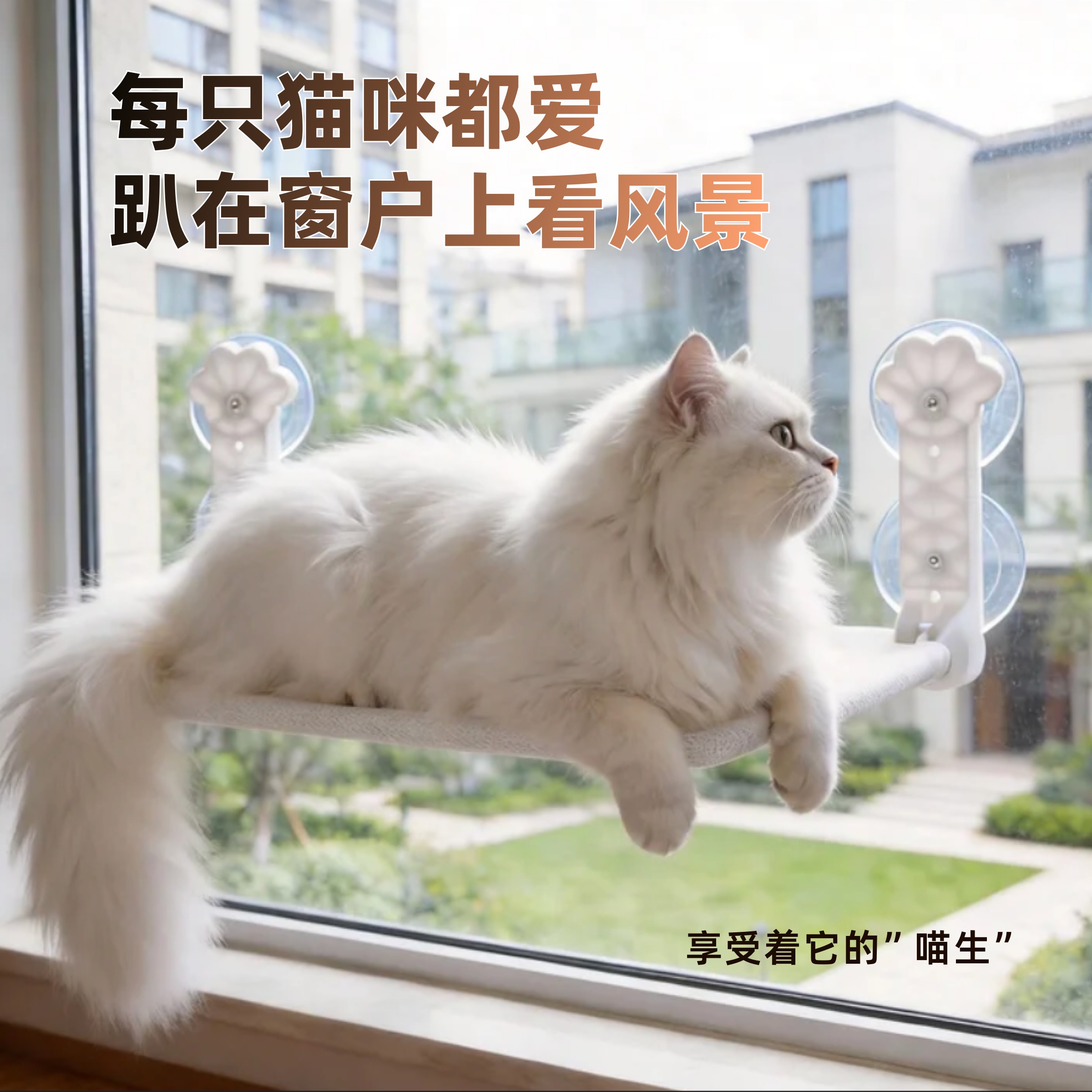 猫吊床猫咪夏季清凉猫窝窗户窗台晒太阳吸盘挂床阳台玻璃宠物猫床