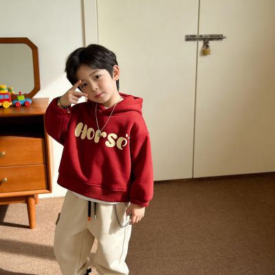 2025冬季男童纯棉加绒加厚卫衣