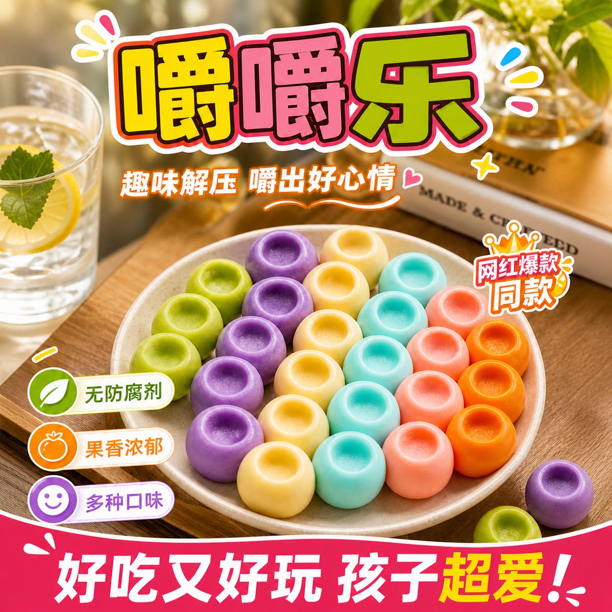 嚼嚼乐水果味网红糖咬咬糖网红硬糖磨牙棒爆款追剧休闲解馋小零食