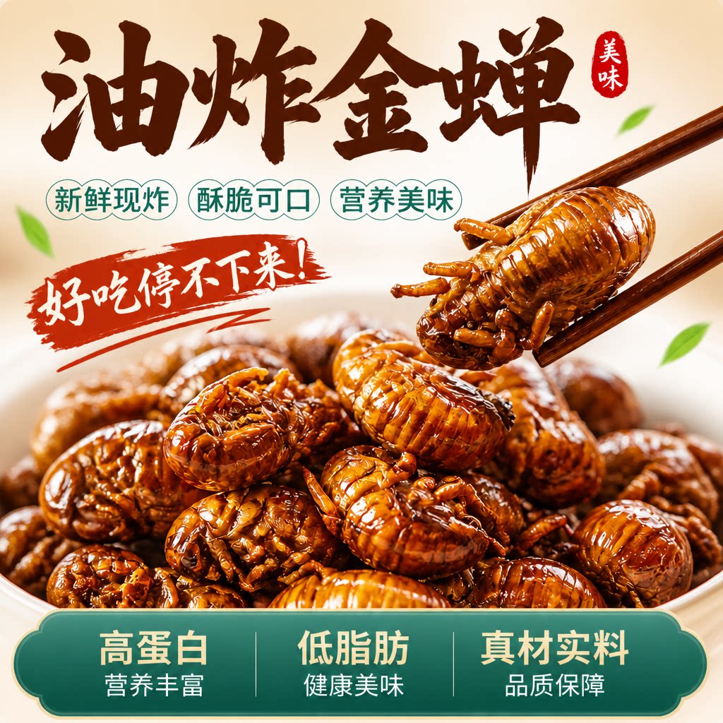 山东特产油炸知了猴开袋即食现炸熟食高蛋白金蝉下酒菜网红小零食