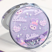 韩国创意流沙化妆镜迷你翻盖随身便携式 小号镜子可爱少女心双面镜