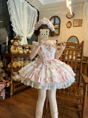 【白羽絮语】YoYo酱原创设计Lolita洋装doll感jsk吊带连衣裙夏季
