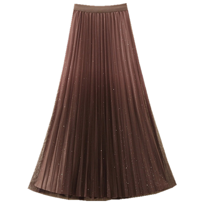 渐变色网纱两面穿金丝绒半身裙子