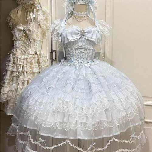 【永恒誓约】~白糖少女原创设计轻花嫁Lolita洋装jsk吊带裙连衣裙