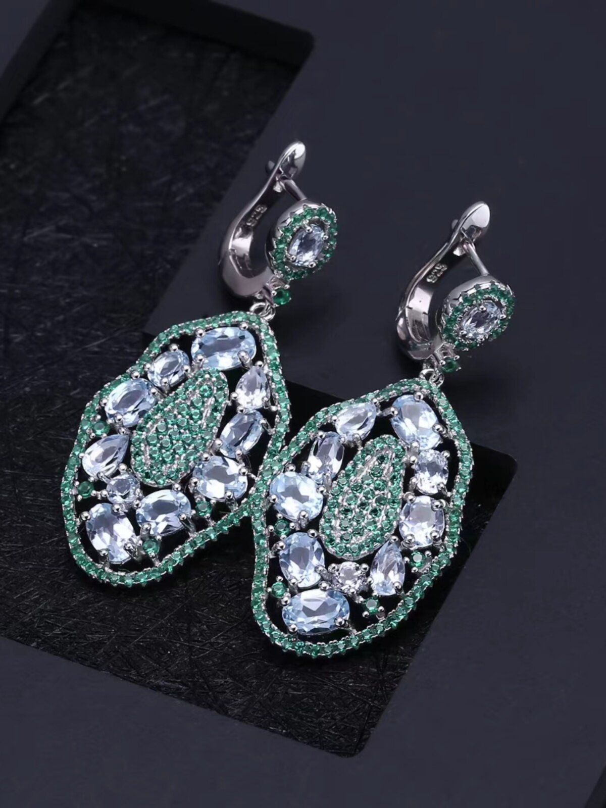 디자이너 유럽과 미국 스타일의 보석 귀걸이 복고풍 럭셔리 S  상감 천연 토파즈 귀걸이 귀걸이