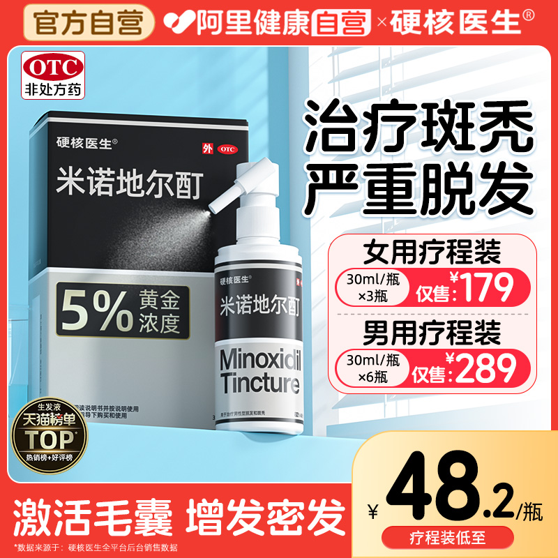 【硬核医生】米诺地尔酊5%*56ml*1瓶/盒治斑秃严重脱发专用药