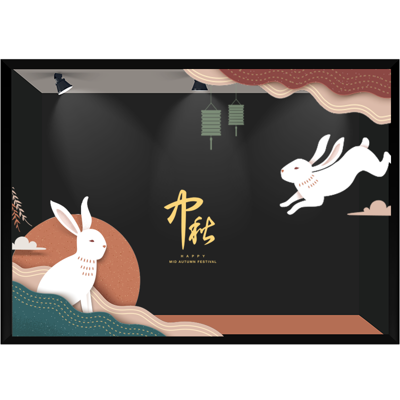 新款场景布置玉兔角花玻璃贴纸
