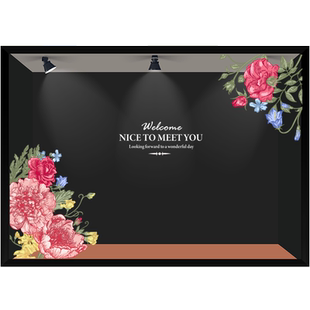 展厅橱窗装饰花卉静电贴膜酒店写字楼落地窗美化前台大堂玻璃布置