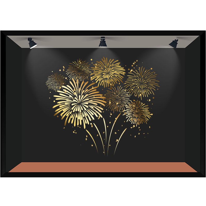 新年烟花玻璃贴纸超大静电展厅