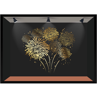 新年烟花玻璃贴纸超大静电无胶贴膜元旦金色喜庆元素展厅酒店布置