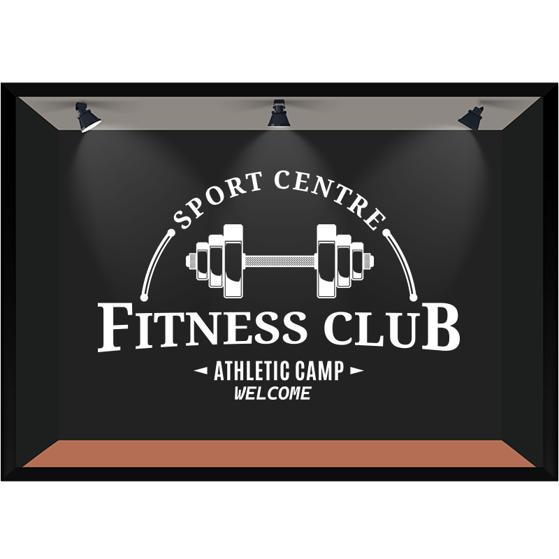 健身俱乐部门贴玻璃贴店招门头设计健身logo装饰静电无胶gym窗贴