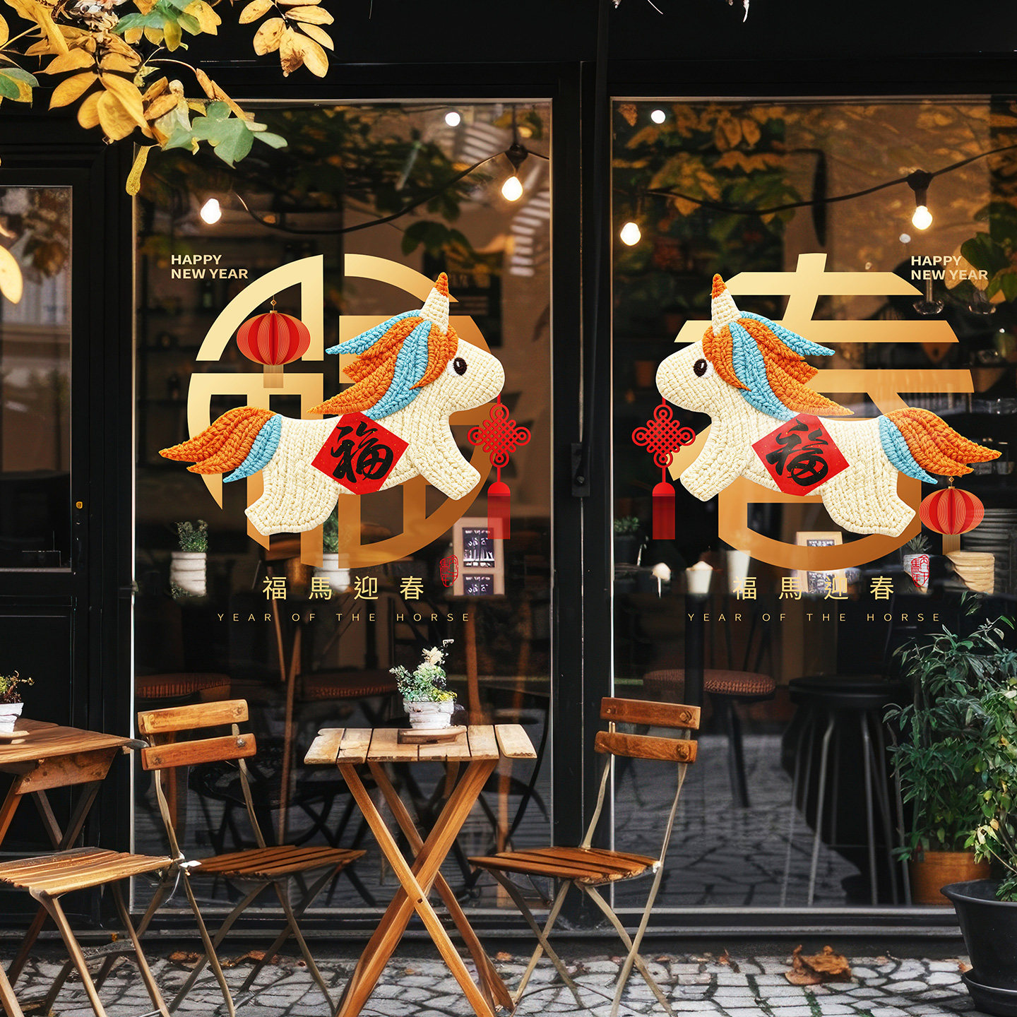 迎春可爱小马福字窗花马年生肖创意彩色剪纸镂空窗贴办公室玻璃门,家居饰品,门贴,淘宝优惠券,粉丝福利购,淘宝优惠卷