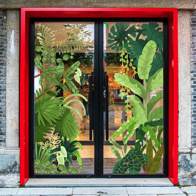 静电无胶绿植森林贴膜fullhome