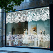 橱窗蕾丝花边餐厅女装 饰甜品咖啡店ins网红静电玻璃贴膜 店布置装