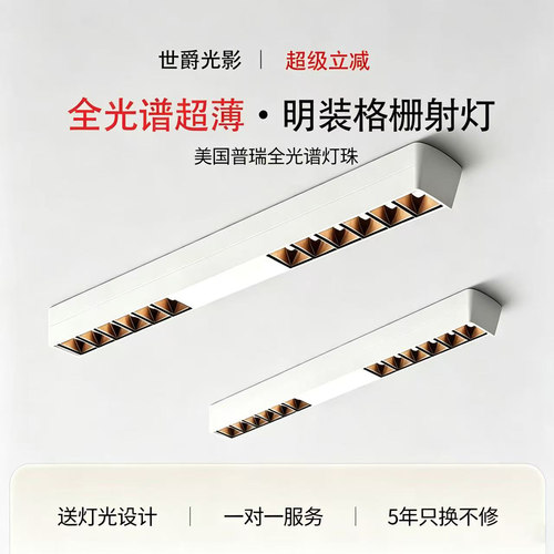 led超薄长条形格栅斗胆灯线条灯